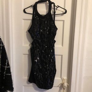 Black sequin BeBe mini dress